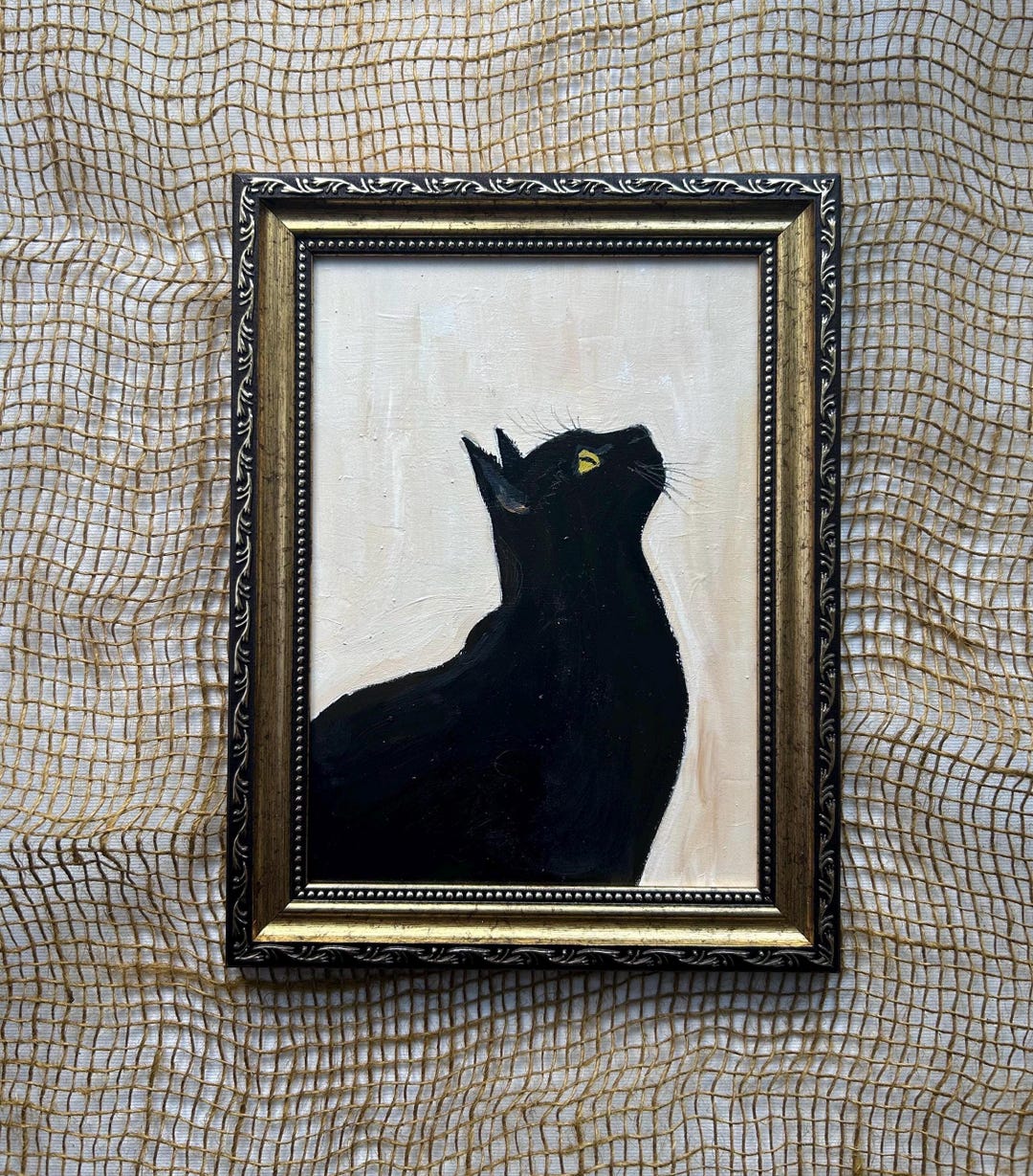 Black Cat Original Oil Painting 5x7 in Handpainted Cat Art - Etsy