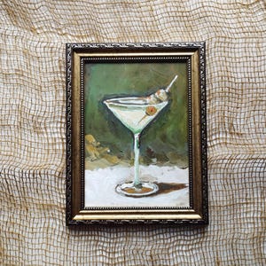 Dirty Martini Original Ölgemälde, handgemalte Cocktail Art Bar Warenkorb Wanddekor Bild 10