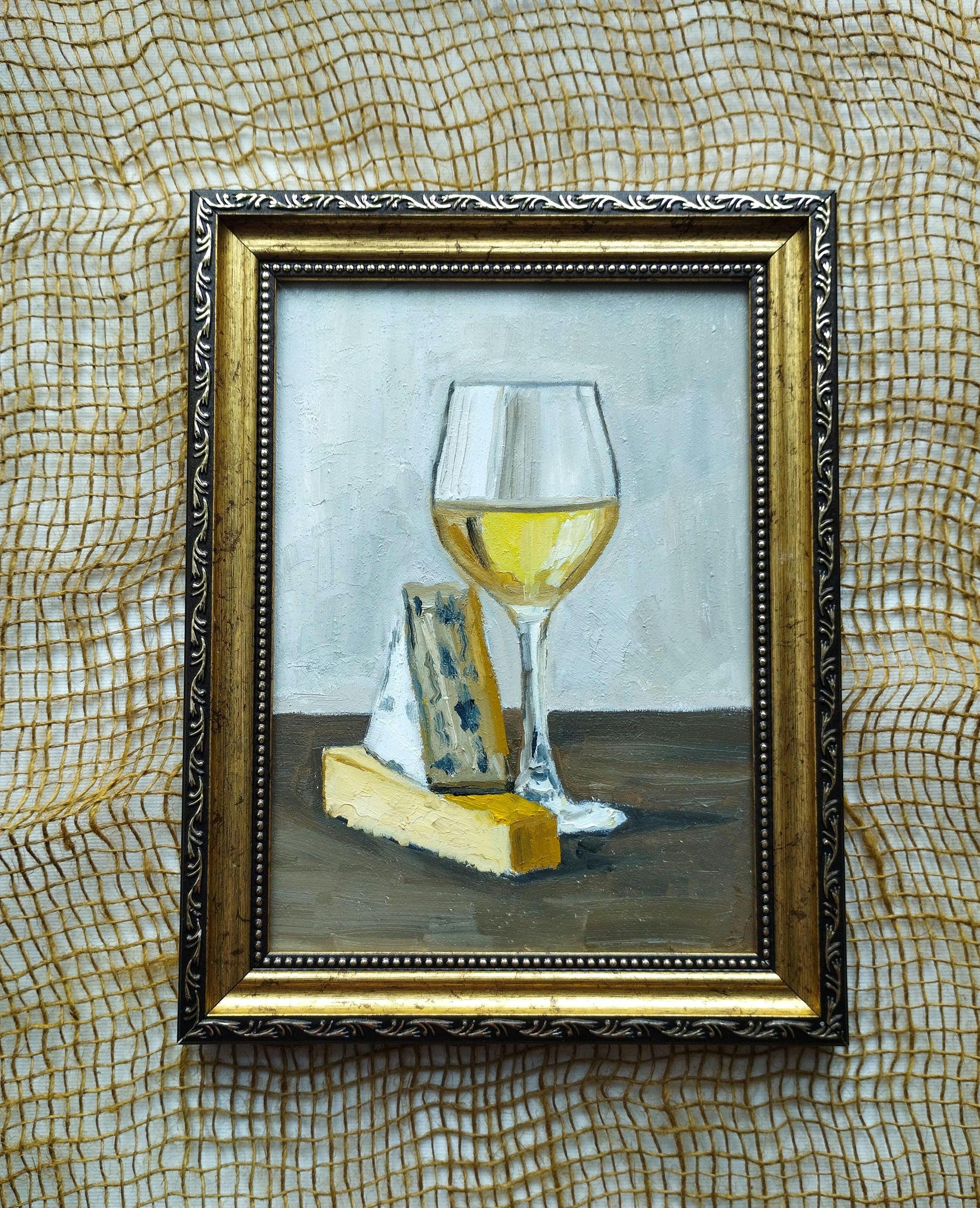 Wine and Cheese Oil Painting - Etsy