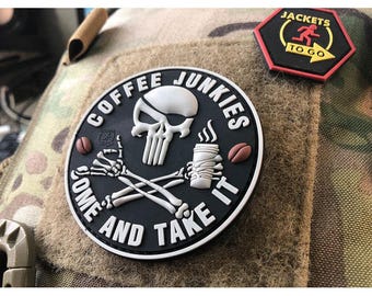 Pirate Punisher Coffee Junkies Patch, 3D Rubber Patch