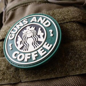 Guns and Coffee Patch, full color, 3D Rubber patch