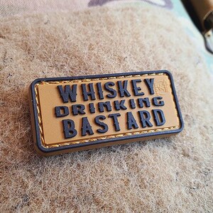 WHISKEY DRINKING BASTARD Patch small, coyote brown / 3D Rubber Patch