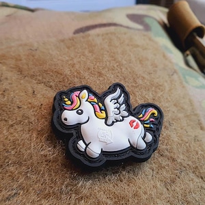 Flying Unicorn KISSMYASS Patch small, rainbow / 3D Rubber Patch