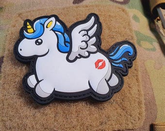 Flying Unicorn KISSMYASS Patch, fullcolor 3D Rubber Patch