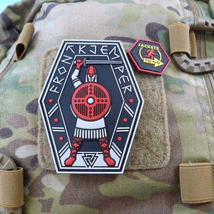 FRONTKJEMPER Patch, rode blackops / 3D rubberen patch
