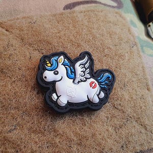 Flying Unicorn KISSMYASS Patch small, fullcolor 3D Rubber Patch