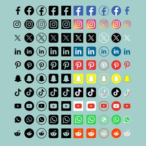 Actualización de iconos de redes sociales 2024 / SVG PNG PDF/ 200 logotipos de iconos / Facebook / Instagram / X Twitter / Linkedin / TikTok / Whatsapps / Telegram imagen 2