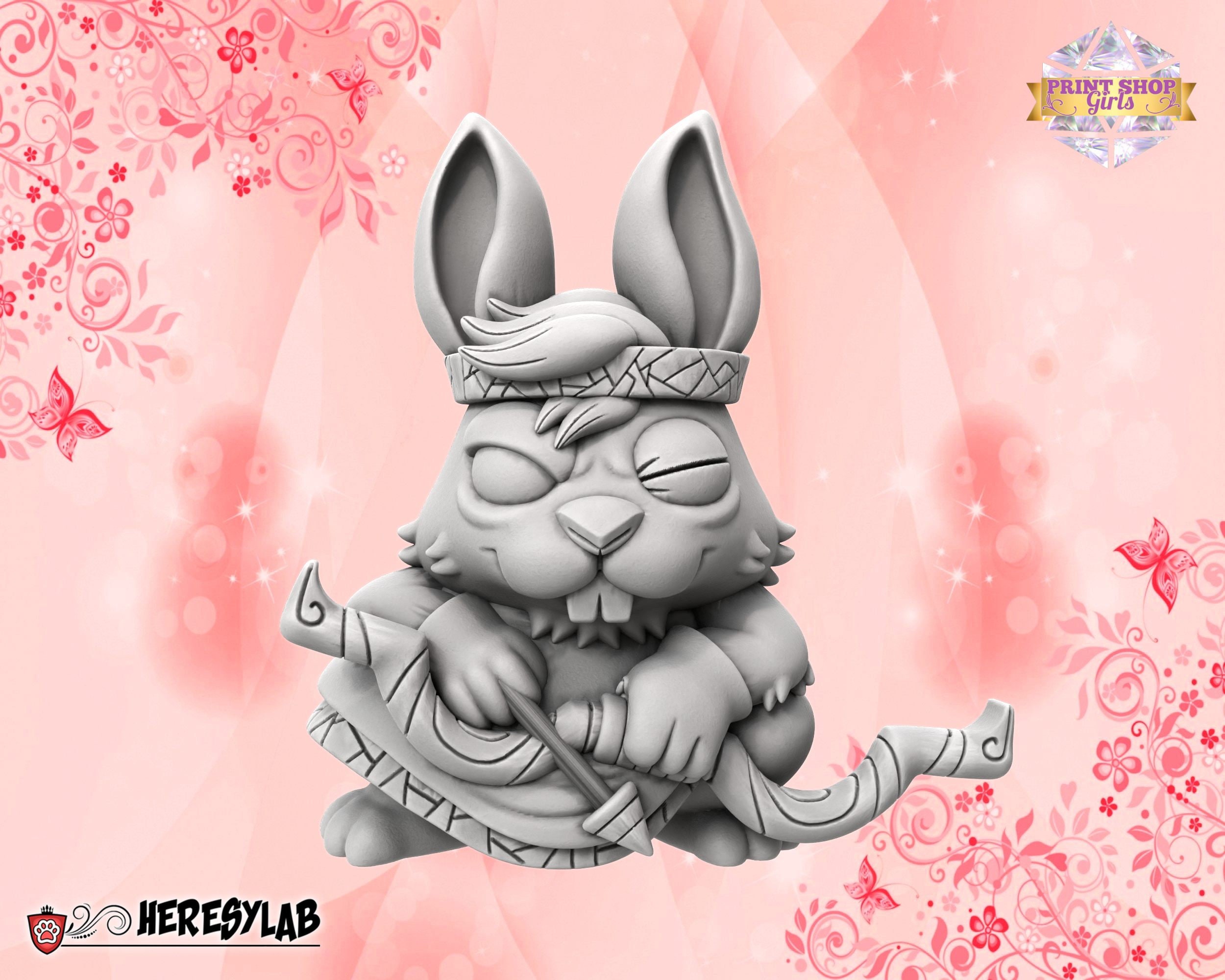 Rabbit Archer Miniature | Cute Chibi Animal Adventurer Figure | Fantasy ...