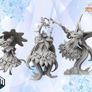 Happy Elf Girl Miniature Set | Young Fairy Figure | Flower Pixies Feywild | 3D Resin Print | for TTRPGs like DnD 5e and Pathfinder