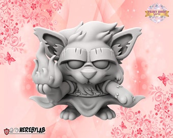 Wolf Dog Warlock Miniature | Cute Chibi Animal Adventurer Figure | Fantasy DIY Gift | 3D Printed | for TTRPGs like DnD 5e and Pathfinder