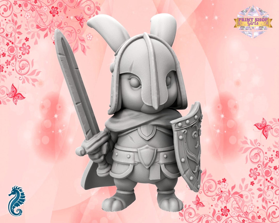 Young Rabbit Knight Miniature Cute Animal Adventurer Figure Fantasy DIY ...