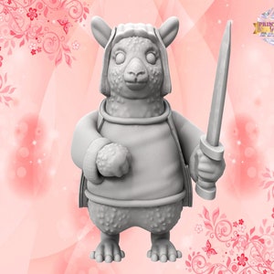 Lama Knappe Miniatur | Cute Animal Adventurer Figure | Fantasy DIY Geschenk | 3D Druck | für TTRPGs wie DnD 5e und Pathfinder