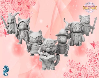 Animal Adventurer Set Miniature | Cute Animal Adventurer Figure | Fantasy DIY Gift | 3D Print | for TTRPGs like DnD 5e and Pathfinder