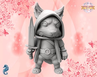 Fox Rogue Miniature | Cute Animal Adventurer Figure | Fantasy DIY Gift | 3D Printing | for TTRPGs like DnD 5e and Pathfinder