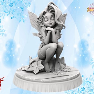 Droomfee Emilia Miniatuur | Jong Chibi-meisjesfiguur | Wonderbaarlijke maagden | 3D-harsprinten | voor TTRPG's zoals DnD 5e en Pathfinder