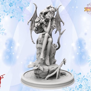 Miniaturka małej diablicy | Postać kobiety młodego demona | Magiczna wróżka i las | Druk 3D | dla TTRPG, takich jak DnD 5e i Pathfinder