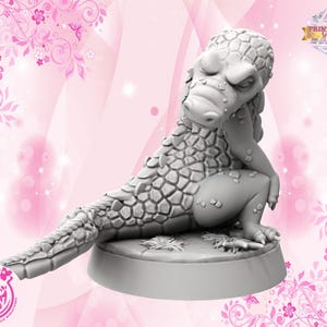 Alligator Wächter Miniatur | Crocodile Key Guard Figure | Süße Tier Figur | 3D Resin Druck | Begleiter für TTRPGs wie DnD 5e und Pathfinder