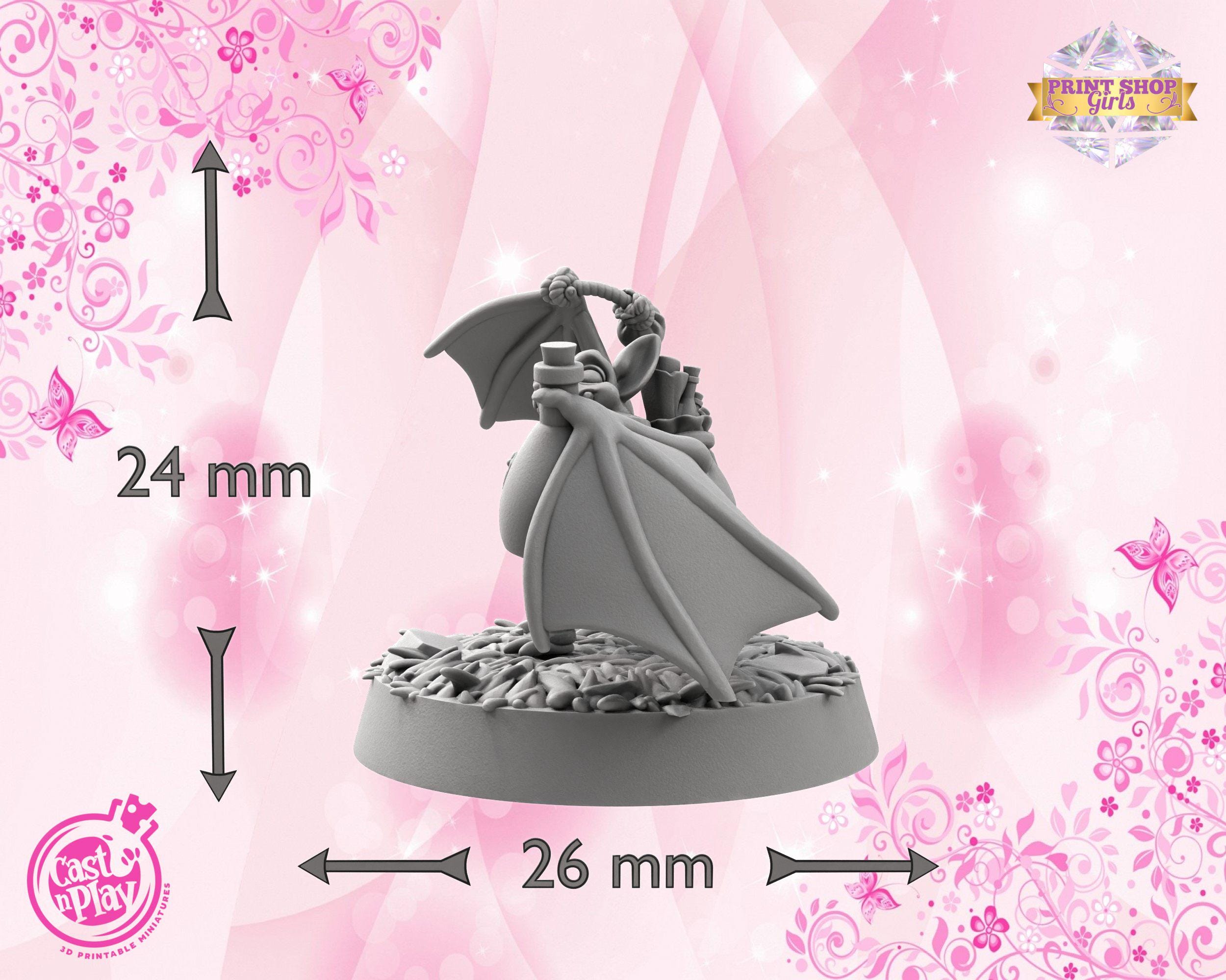 Dancing Thieving Bat Miniature | Bat Figure | Cute Animal Figurine | 3D ...