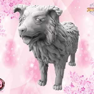 Miniatura del Border Collie | Linda figura de perro | Regalo especial de animales | Recuerdo | Impresión 3D | Compañero para TTRPG como DnD 5e y Pathfinder