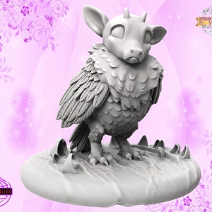 May include: A gray figurine of a mythical creature with a bird-like body and a deer-like head, standing on a textured base. The creature has large ears, small horns, and closed eyes. The image includes the text "PRINT SHOP Girls" and "OFFICIAL SELLER".