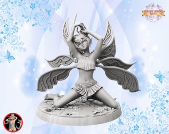 Kleine bosfee miniatuur | Figuur van jonge bosfaerie | Elfen en bos | voor TTRPG's zoals DnD 5e en Pathfinder | 32 mm | 75 mm