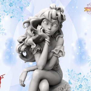 Mädchen mit Blume im Haar Miniatur | Young Summer Girl Figure | Magical Faerie and Forest | 3D Druck | für TTRPG's wie DnD 5e und Pathfinder