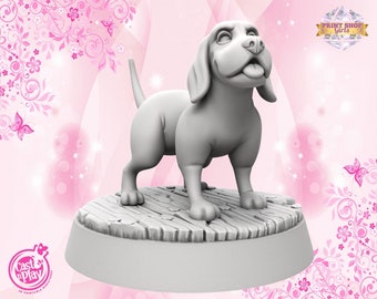 Friendly Beagle Miniature | Cute Dog Figurine | Special Fantasy Gift | 3D Print | Companion for TTRPGs like DnD 5e and Pathfinder