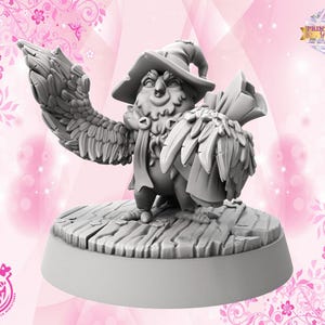 Magier Briefeule Miniatur | Ou, the Owl Miniature | Süße Fantasie Tier Figur | 3D Druck | Begleiter für TTRPGs wie DnD 5e und Pathfinder