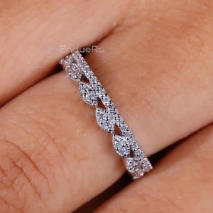 Art Deco diamanten trouwring Lab Grown Diamond Milgrain Ring 14K gouden vintage stapelring dubbele rij ronde geslepen diamanten ring voor vrouwen