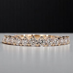 Lab Grown Diamond Eternity Ring, Lab Diamond Wedding Band, Dainty Half Eternity Stackable Ring, Round Cut Stacking Ring, Bridal Set Band