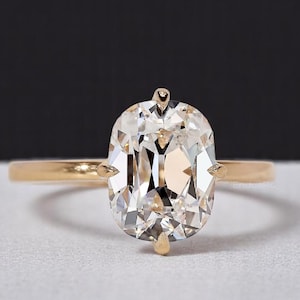 Cushion Old Mine Cut Lab Grown Diamond Engagement Ring | Unique Solitaire Ring 14KSolid Gold | Vintage Proposal Ring for Women Gift for Wife