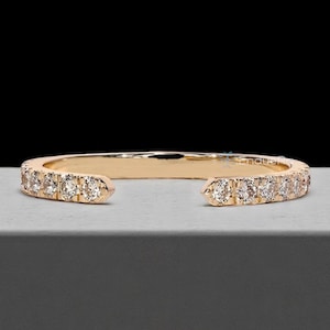 Lab Grown Diamond Open Wedding Band: Open Cuff Ring, Stackable, Minimalist Jewelry