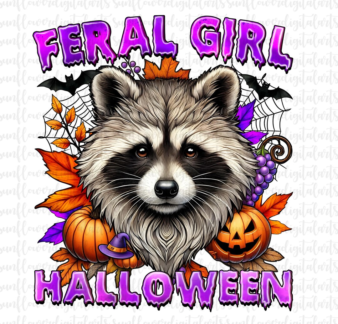 Feral Girl Halloween Png, Halloween Png, Halloween Raccoon Png ...