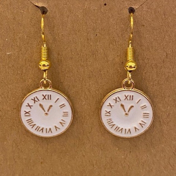 Roman Numeral Clock earrings gift for her