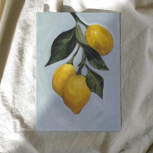 Vintage Illustration Citrus Artwork Lemon Branch Print Botanical Kitchen Wall Art Classic Fine Art Reproduction Acrylic Painting Technique Premium Matte Paper Archival Ink High Quality Yellow Fruit Minimal Chic Home Decor Elegant Dining