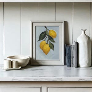Lemon Branch Print Botanical Kitchen Wall Art Nature Painting Acrylic Technique Classic Fine Vintage Illustration Citrus Artwork Yellow image 6