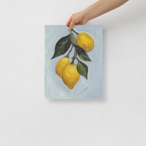 Citrus Artwork Yellow Lemon Branch Print Botanical Wall Art Kitchen Decor Nature Painting Acrylic Technique Vintage Illustration Classic Design Archival Ink Premium Paper High Quality Reproduction Minimal Chic Elegant Space Enhancement