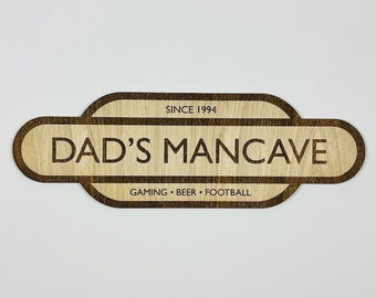 Fully Personalised Wood Engraved Hanging Sign Plaque - Great for Father's day for Grandad/Dad/Grandpa Wood Engraved With Name Gift For Him