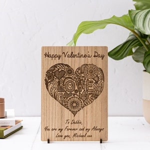 Personalised Valentine's Card Heart Wood Engraved Card Special Handmade wooden card Husband, Wife, Fiance, Girlfriend Valentines Day image 5