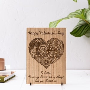 Personalised Valentine's Card Heart Wood Engraved Card Special Handmade wooden card Husband, Wife, Fiance, Girlfriend Valentines Day image 8