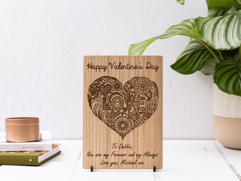 Personalised Valentine's Card Heart Wood Engraved Card Special Handmade wooden card Husband, Wife, Fiance, Girlfriend Valentines Day image 8