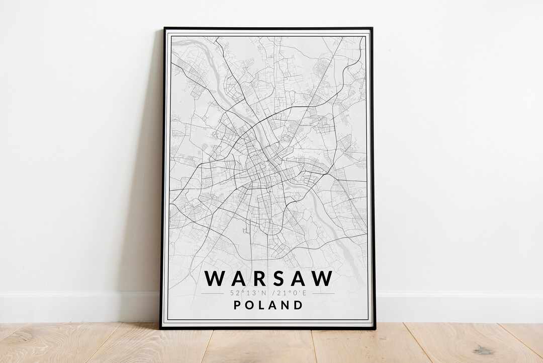 Warsaw Map Print, Poland Map, Warsaw Poster, Printable Map, Modern Map ...