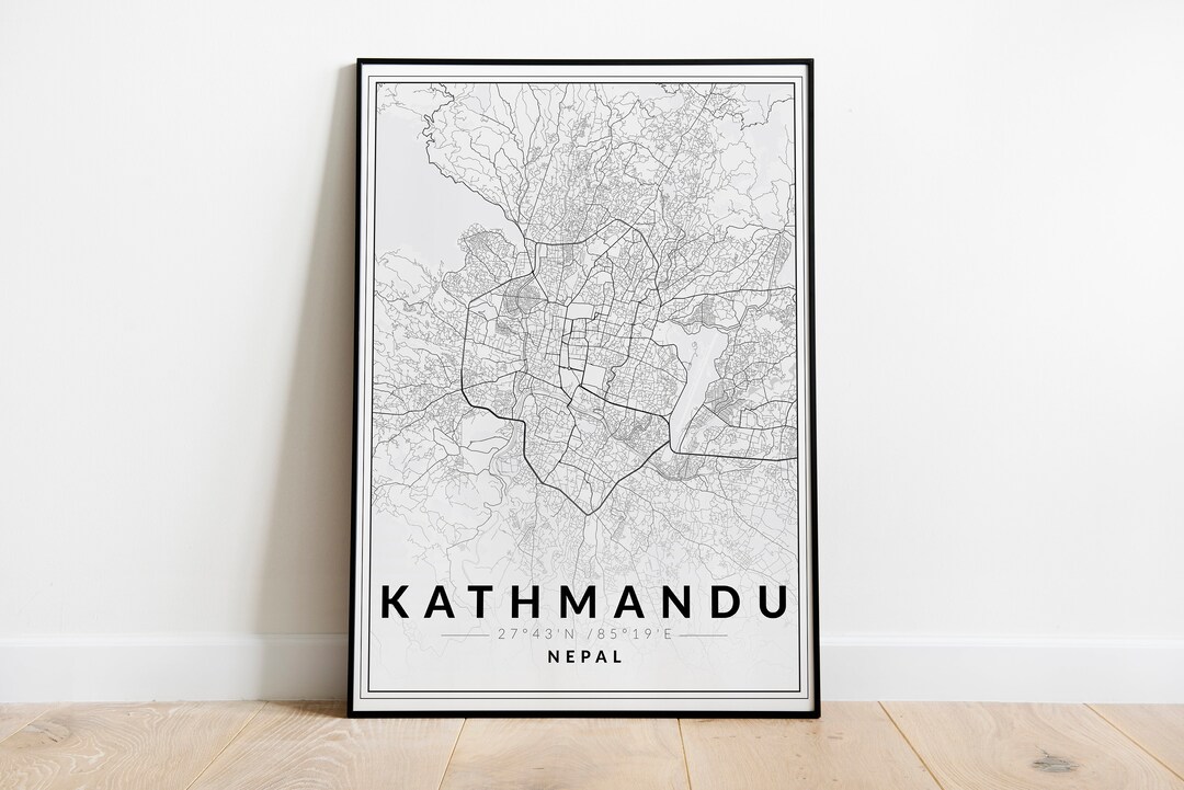 Kathmandu Map Print, Nepal Map, Kathmandu City Poster, Kathmandu Street ...