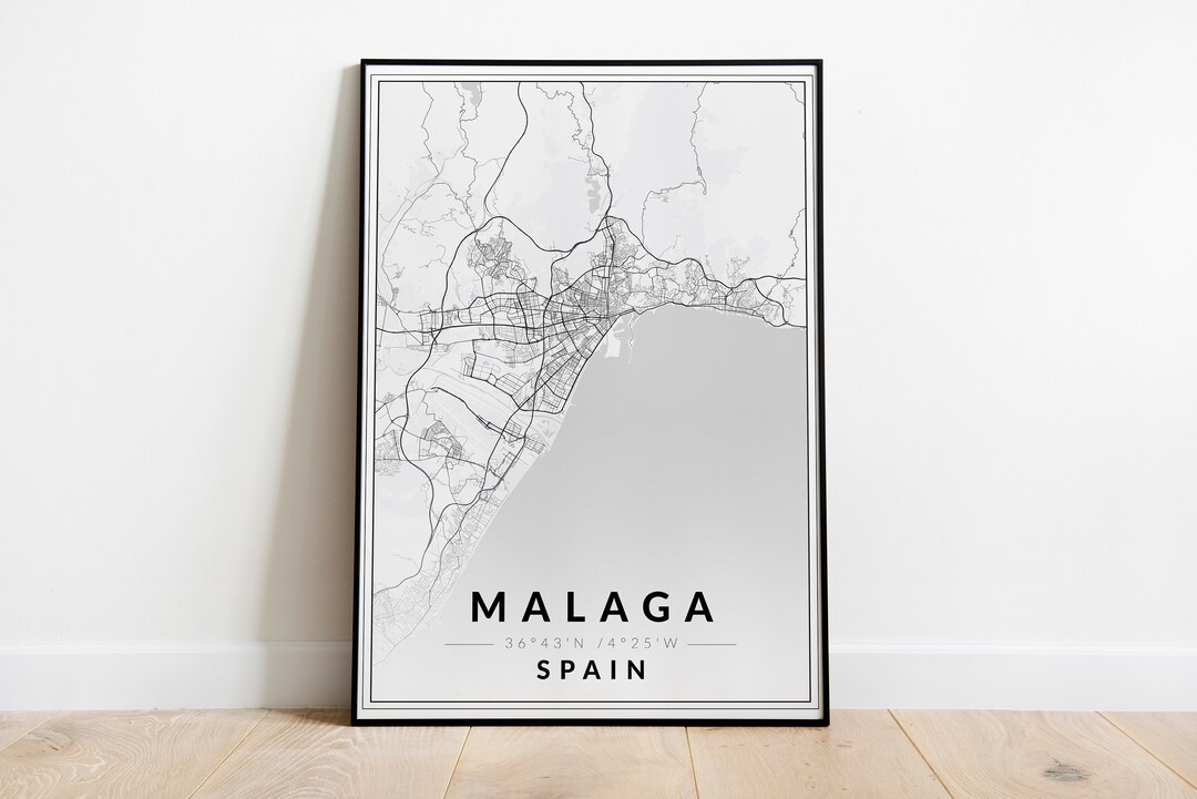 Malaga Map Print, Spain Map, Malaga City Poster, Malaga Street Map ...