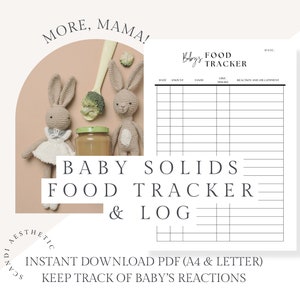 Baby First Foods Log, Solid Food Tracker, Baby Led Spenen Grafiek, Voedselallergie Journal, 100 First Foods Record Book, Allergie Symptoom Tracker