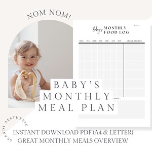 Maandelijkse Babymaaltijd Planner Sjabloon Babyvoeding Dagboek Grafiek Log Baby Vaste Voeding Voedsel Planning Gids Dagboek