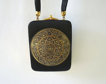 RARE Vintage Art Deco Vanity Purse: Gold Tone Evening Bag