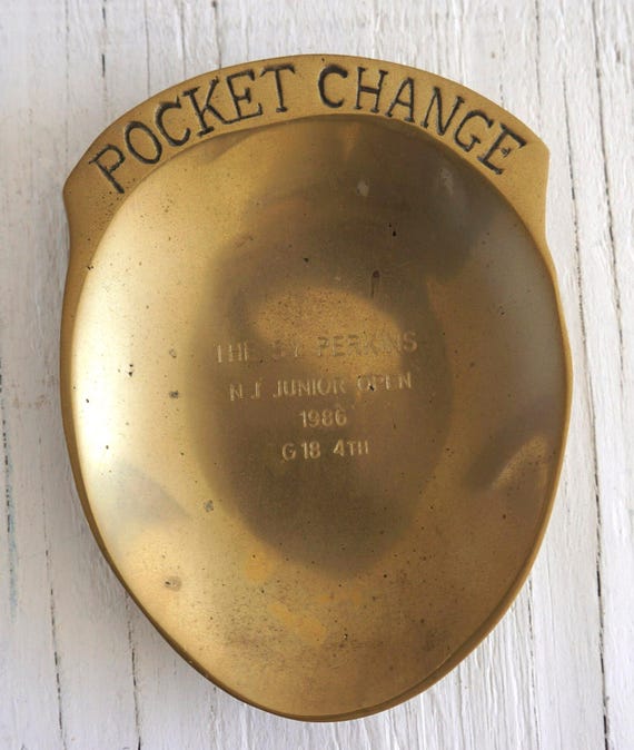 Vintage Brass Pocket Change Dish Engraved Mid Century - Etsy