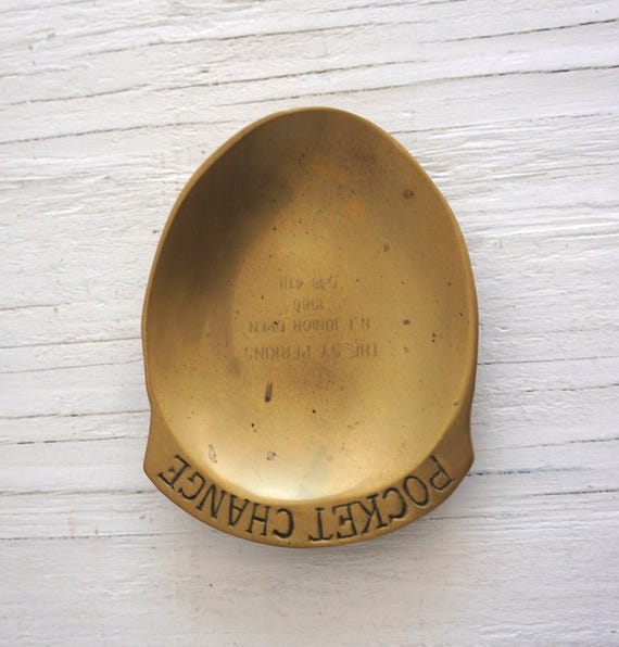 Vintage Brass Pocket Change Dish Engraved Mid Century - Etsy