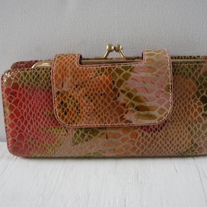 HOBO Schlangenleder Brieftasche/Geldbeutel Trifold Geldbörse Brieftasche Multicolor Schlangenleder